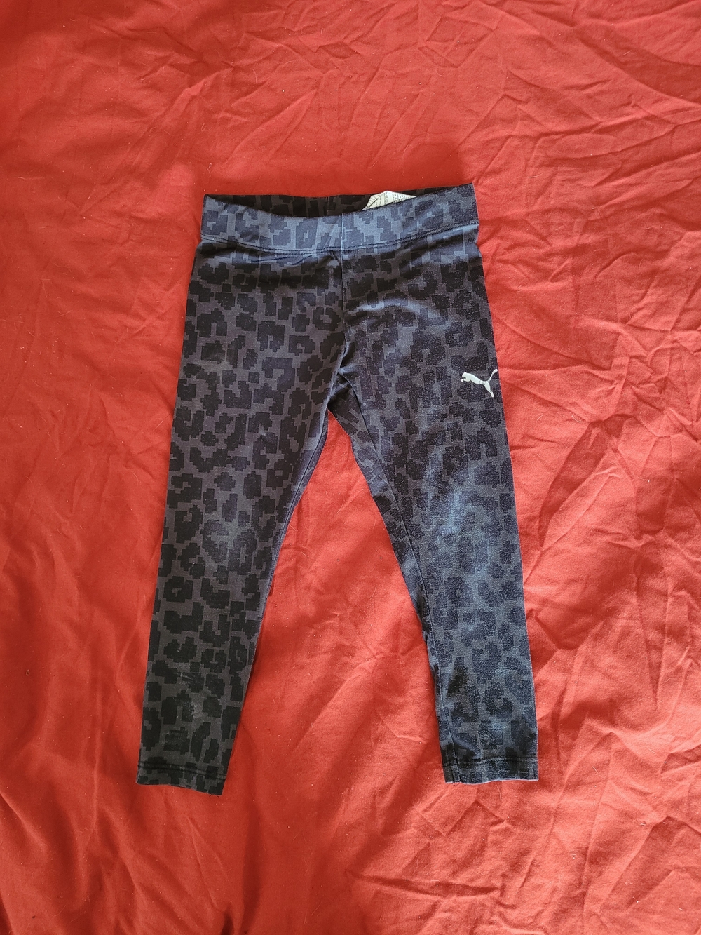 Puma Kids' Black/Charcoal Leopard Print Leggings